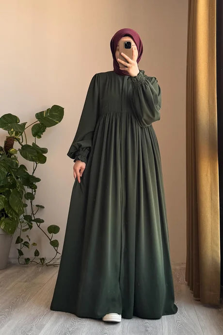 Abaya  Élégante – Fluide avec Manches Bouffantes, Chic et Modeste pour le Quotidien
