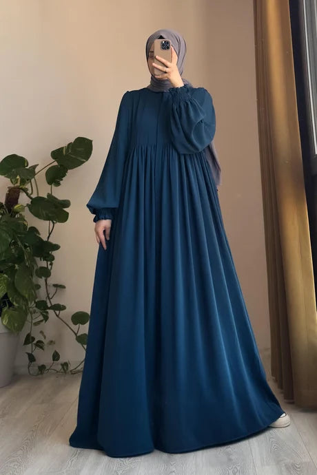 Abaya  Élégante – Fluide avec Manches Bouffantes, Chic et Modeste pour le Quotidien