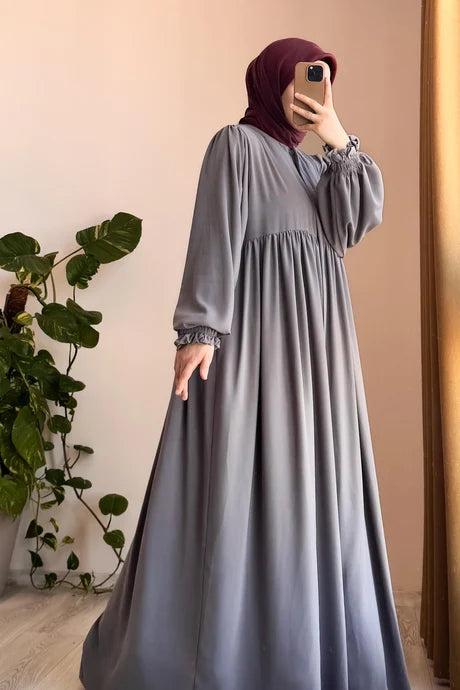 Abaya  Élégante – Fluide avec Manches Bouffantes, Chic et Modeste pour le Quotidien
