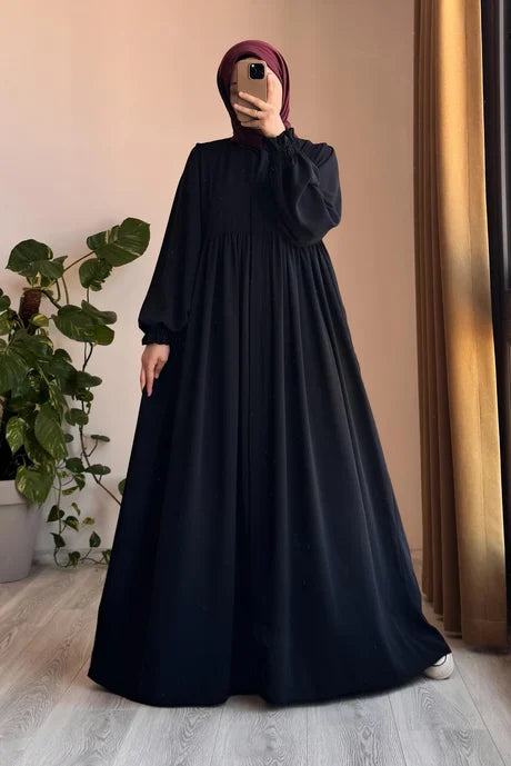 Abaya  Élégante – Fluide avec Manches Bouffantes, Chic et Modeste pour le Quotidien