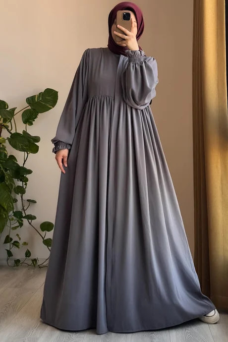Abaya  Élégante – Fluide avec Manches Bouffantes, Chic et Modeste pour le Quotidien