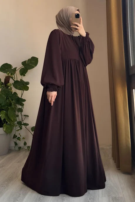 Abaya  Élégante – Fluide avec Manches Bouffantes, Chic et Modeste pour le Quotidien